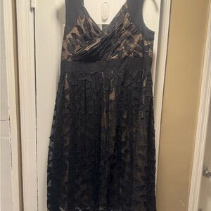 Adrianna Papell Black and Gold Dress